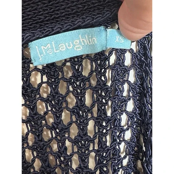 J McLaughlin Crochet Knit Open Front Cardigan Women's XS X-SMALL Navy L/S - Picture 7 of 8